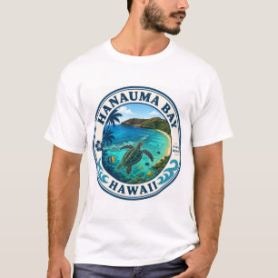 Hanauma Bay Hawaii Retro-Reise-Logo T-Shirt