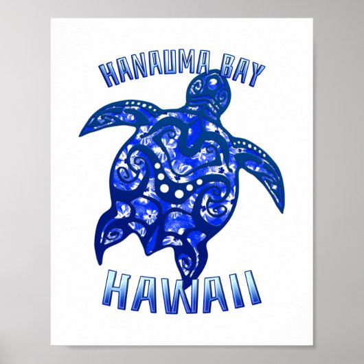 Hanauma Bay Hawaii Vacation Tribal Turtle Poster (Vorne)