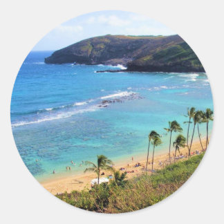 Hanauma Bay, Honolulu, Oahu, Hawaii View Runder Aufkleber