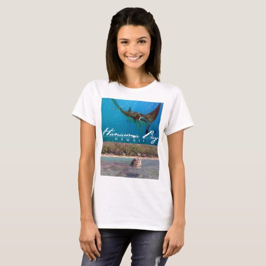 Hanauma Bay Oahu Hawaii Manta Ray und Turtle T-Shirt (Vorne ganz)