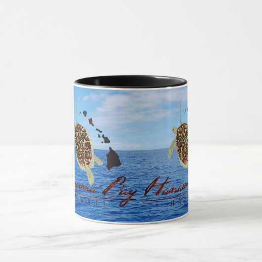 Hanauma Bucht-Hawaii-Schildkröte und Hawaii-Inseln Tasse (Zentrum)