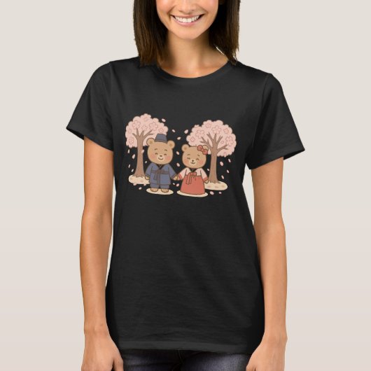 Hanbok Bears Cherry Blossom T - Shirt (Vorderseite)