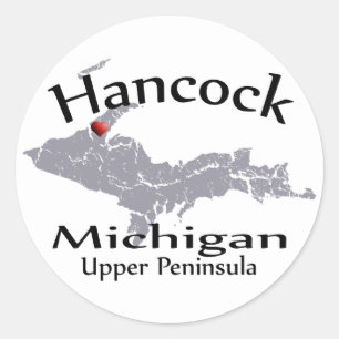 Häncock Michigan Heart Map Design Aufkleber