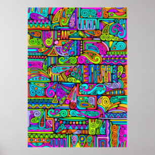 Hand And Digitally Painted Pattern Art 5 Poster