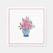 Hand bemalt Blau und Weiß Ginger Jar Napkins Serviette (Vorderseite)