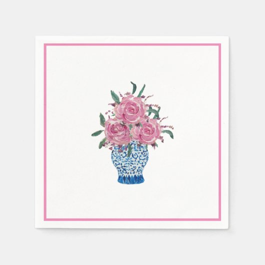 Hand bemalt Blau und Weiß Ginger Jar Napkins Serviette (Vorderseite)