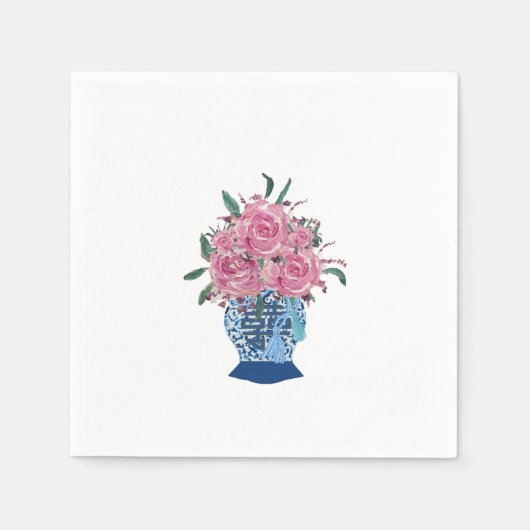 Hand bemalt Blau und Weiß Ginger Jar Napkins Serviette (Vorderseite)