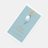 Hand bemalt Botanisches Blaues Wasserfarben Weihna Serviette (Ecke)