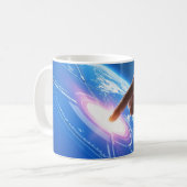 Hand berührt Erde Kaffeetasse (Vorderseite Links)