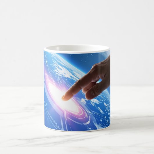Hand berührt Erde Kaffeetasse (Mittel)