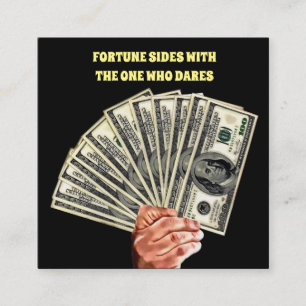 Hand-Besitz-Hundert-Dollar-Scheine-Finanzierung Quadratische Visitenkarte