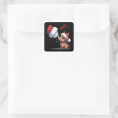Hand Boop Christmas Highland Cow Santa Farmer  Quadratischer Aufkleber (Tasche)
