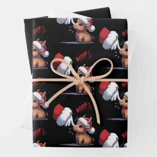 Hand Boop Weihnachten Highland Kuh Santa Bauer  Geschenkpapier Set