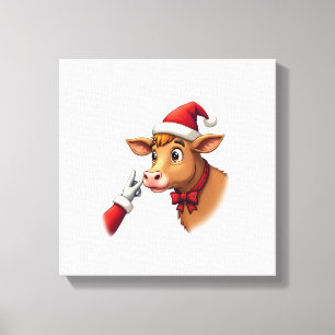 Hand Boop Weihnachten Highland Kuh Santa Claus Bau Leinwanddruck