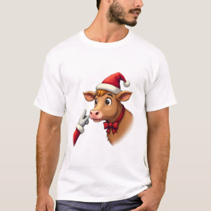 Hand Boop Weihnachten Highland Kuh Santa Claus Bau T-Shirt