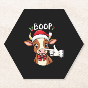 Hand Boop Weihnachten Highland Kuh Santa Claus Bau Untersetzer