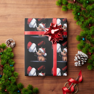 Hand Boop Weihnachten Highland Kuh Santa Farmer  Geschenkpapier