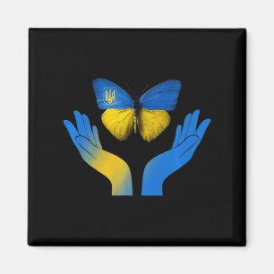 Hand Butterfly Ukraine ukrainische Flagge mit EU Magnet
