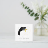 *~* Hand Cresenter Mond Black Gold Sun Kosmische E Quadratische Visitenkarte (Stehend Vorderseite)