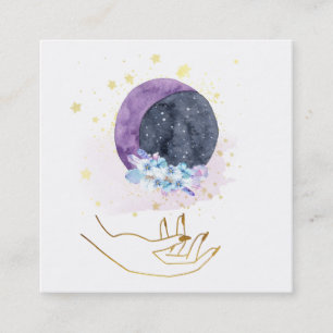 *~* Hand Crystals Moon Cosmos Sky Stars Quadratische Visitenkarte