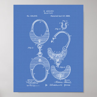 Hand Cuff 1880 Patentart - Blueprint Poster