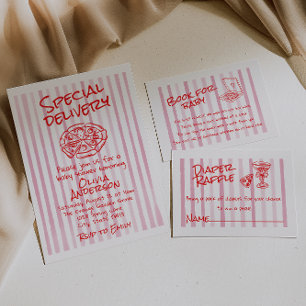 Hand-Dämmerung-Rosa-Pizza-Sonderlieferung-Baby-Par Einladung