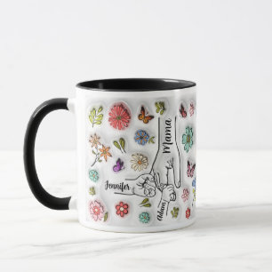 Hand der personalisierten Mama - 2 Kinder Tasse