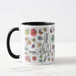 Hand der personalisierten Mama - 2 Kinder Tasse