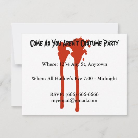 Hand des Halloween-Party des Toten Blutschreibens Einladung (Rückseite)