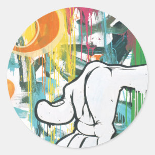 Hand des Menschen Runder Aufkleber