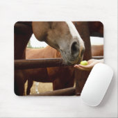 Hand, die ein Pferd und einen Apfel füttre. Mousepad (Mit Mouse)
