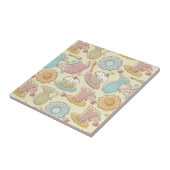 Hand, die Geschirr-Silhouetten zeichnet Fliese (Seite)