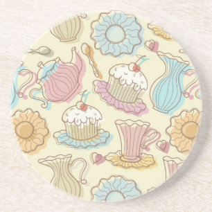 Hand, die Geschirr-Silhouetten zeichnet Getränkeuntersetzer