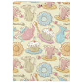 Hand, die Geschirr-Silhouetten zeichnet Klemmbrett (Rückseite)