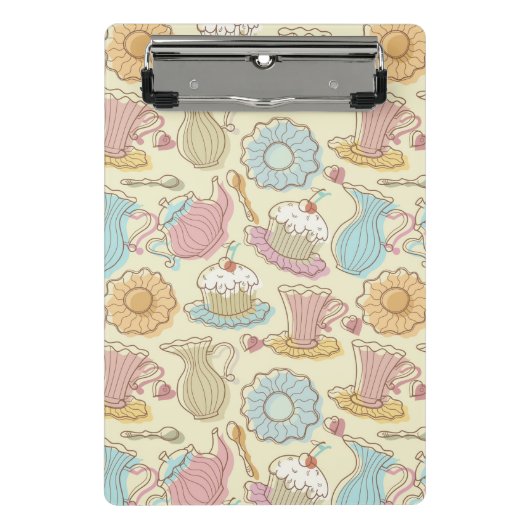 Hand, die Geschirr-Silhouetten zeichnet Mini Klemmbrett (Vorderseite)