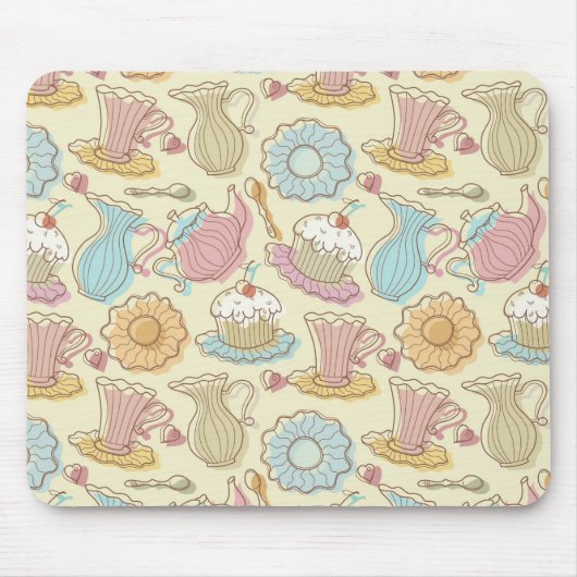 Hand, die Geschirr-Silhouetten zeichnet Mousepad (Vorne)