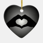 Hand, die Zeichen Herz macht Keramik Ornament (Vorne)