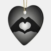 Hand, die Zeichen Herz macht Keramik Ornament (Links)