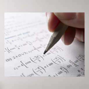 Hand doing math homework poster