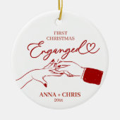 Hand Doodle First Christmas Engaged Keramik Ornament (Vorne)