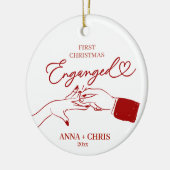 Hand Doodle First Christmas Engaged Keramik Ornament (Links)