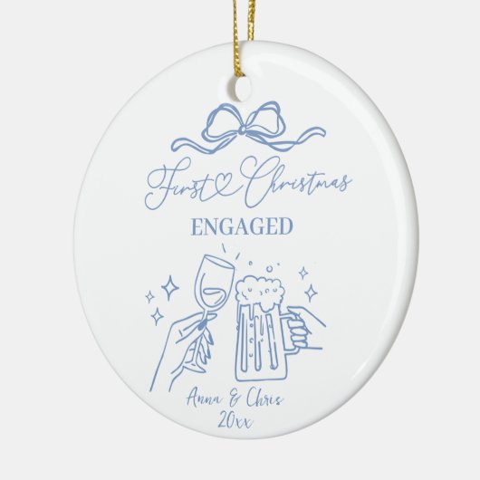Hand Doodle First Christmas Engaged Keramik Ornament (Links)