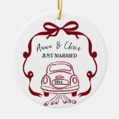 Hand Doodle First Christmas Married Keramik Ornament (Vorne)