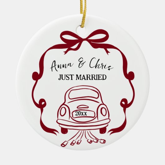 Hand Doodle First Christmas Married Keramik Ornament (Vorne)