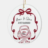 Hand Doodle First Christmas Married Keramik Ornament (Links)
