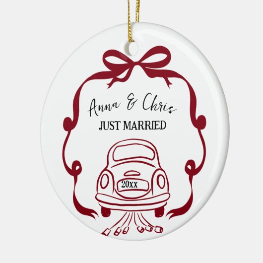 Hand Doodle First Christmas Married Keramik Ornament (Links)