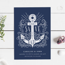 Hand Dragezeichnete Ankerkarte Save the Date