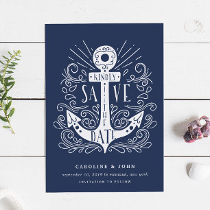 Hand Dragezeichnete Ankerkarte Save the Date