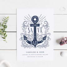 Hand Dragezeichnete Ankerkarte Save the Date