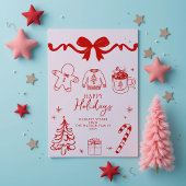 Hand Draodle Bow Red Pink Weihnachten